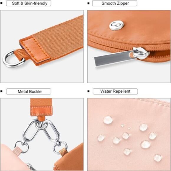 Mini Zip Around Dual Pouch Wristlet With 2 Straps Amber Light Orange - Picture 5 of 6